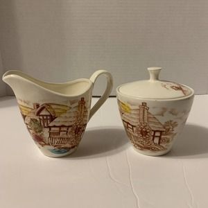 English Cottage Vintage 1960's Cream and‎ Sugar Set